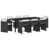 vidaXL Hage Spisegruppe 9 stk. Svart polyrotting