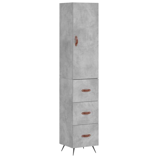 vidaXL Highboard betonggr&aring; 34,5x34x180 cm konstruert tre