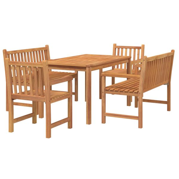 vidaXL Hagespisegruppe 5 deler heltre teak