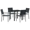 vidaXL Hage Spisegruppe 5 pcs Svart PE Rattan