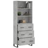 vidaXL Highboard betonggr&aring; 69,5x34x180 cm konstruert tre