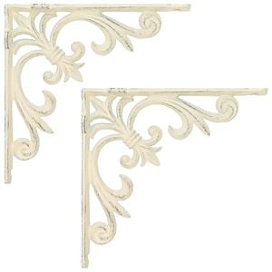 vidaXL Vegghylleknekter 2 stk. Antikk hvit 10 x 10 x 2,8 cm St&aring;l
