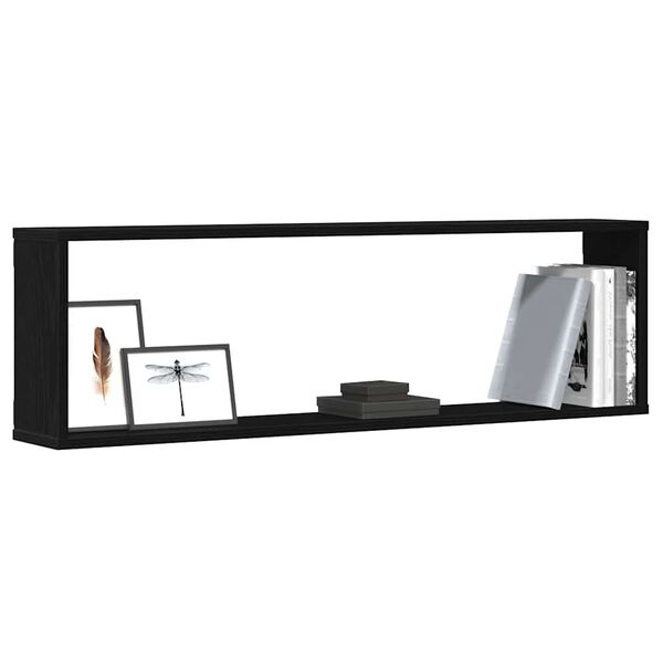 vidaXL Vegghyller kube 2 stk svart eik 100x15x30 cm konstruert tre