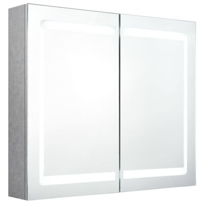 vidaXL LED-speilskap til bad betonggrå 80x12x68 cm