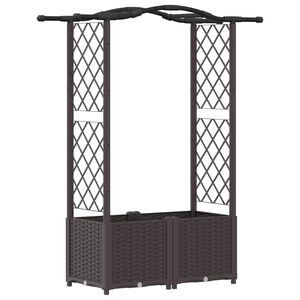 vidaXL Hevet Bed med Trellis og Tak Brun 125 x 40 x 138 cm PP