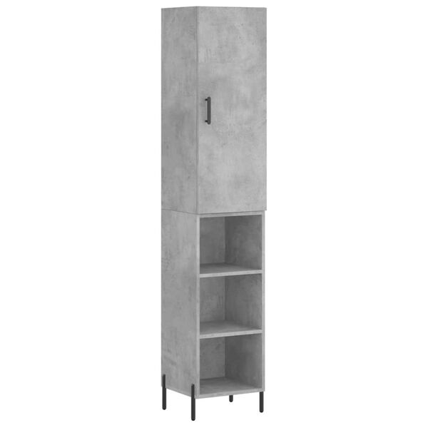 vidaXL Highboard betonggr&aring; 34,5x34x180 cm konstruert tre