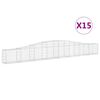 vidaXL Gabionkurver buede 15 stk 400x30x40/60 cm galvanisert jern