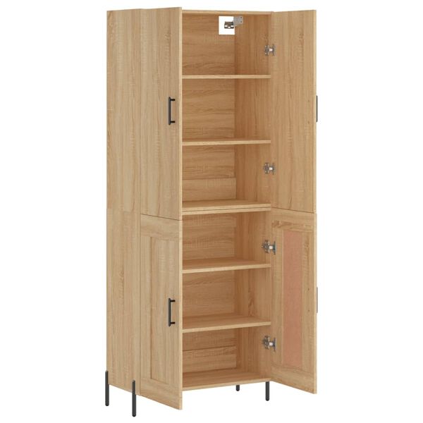 vidaXL Highboard sonoma eik 69,5x34x180 cm konstruert tre