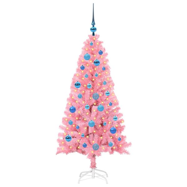 vidaXL Juletre med 150 LED med stativ Rosa 150 cm PVC