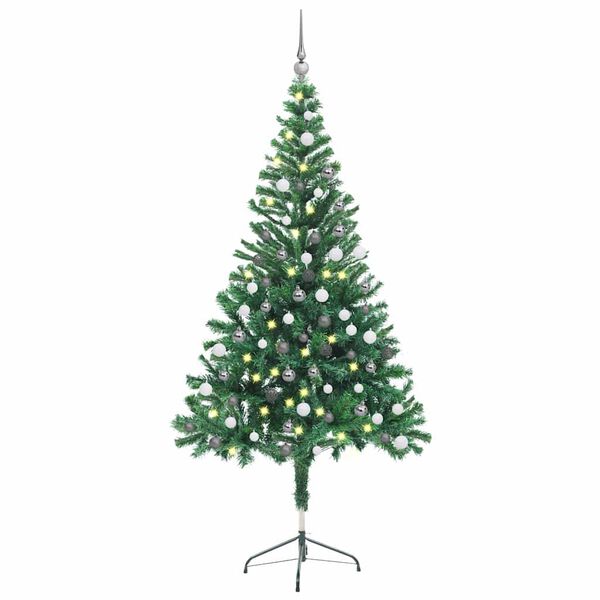 vidaXL Forh&aring;ndsbelyst kunstig juletre med kulesett 150 cm 380 grener