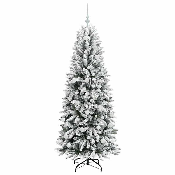 vidaXL Kunstig juletre med 300 LED Hvit 180 cm PVC, plast, st&aring;l og PE