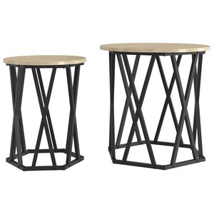 vidaXL Kaffebord 2 pcs Sonoma eik Konstruksjonsvirke og st&aring;l