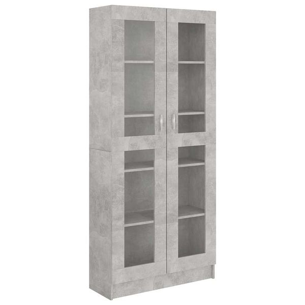 vidaXL Vitrine betonggr&aring; 82,5x30,5x185,5 cm konstruert tre