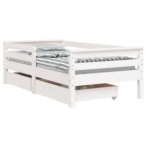 vidaXL Barnesengeramme med skuffer hvit 70x140 cm heltre furu