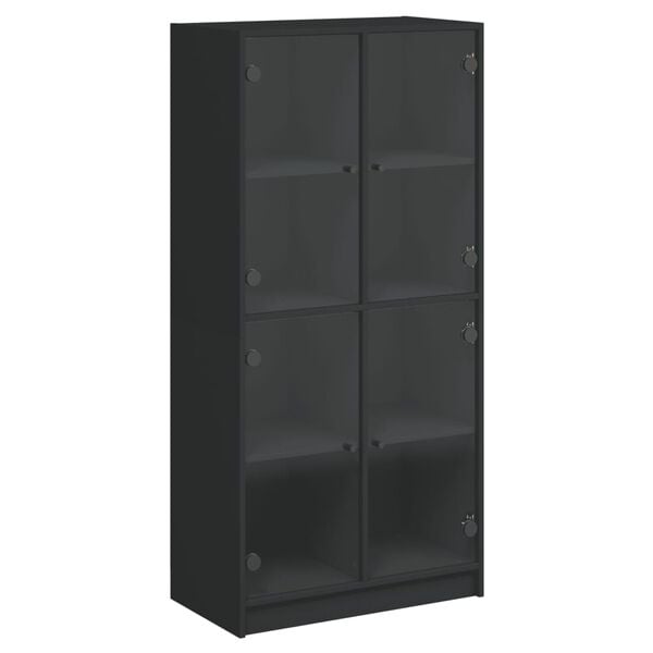 vidaXL Highboard med d&oslash;rer svart 68x37x142 cm konstruert tre