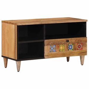 vidaXL TV-skap med skuff Naturlig 80 x 33 x 46 cm Massiv mango tre