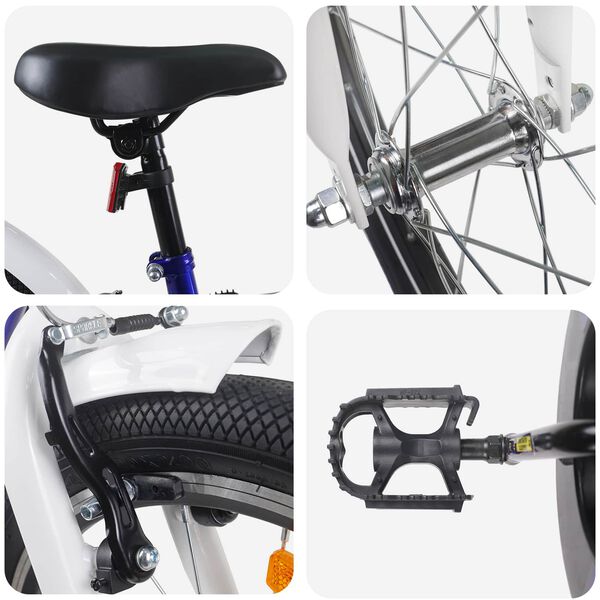 vidaXL Barnesykkel 24 Tommer for 8-12 &aring;r gamle Bl&aring; Hvit