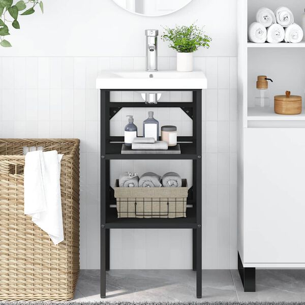 vidaXL Badehylle svart 40x38x83 cm jern