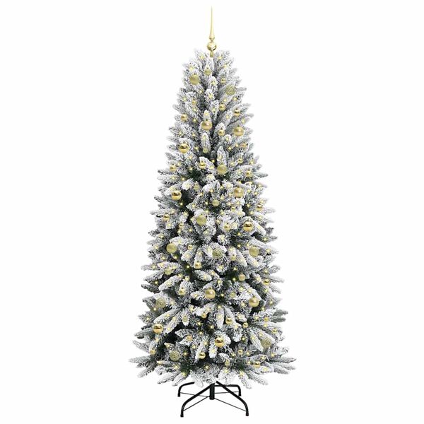 vidaXL Kunstig juletre med 300 LED Hvit 210 cm PVC, plast, st&aring;l og PE