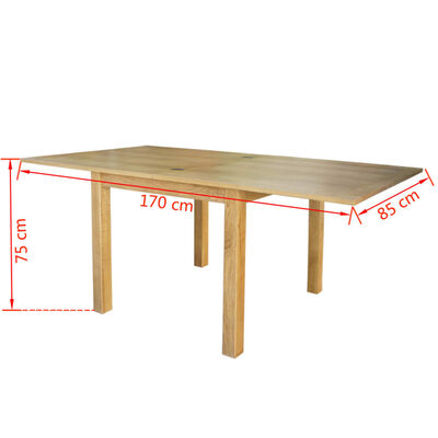 vidaXL Uttrekkbart bord 85x85x75 cm heltre eik