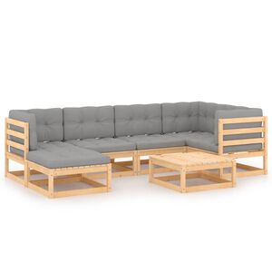 vidaXL Hagesofagruppe med puter 7 deler heltre furu