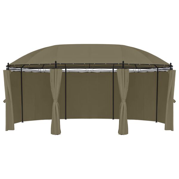 vidaXL Paviljong med gardiner 520x349x255 cm gråbrun 180 g/m²