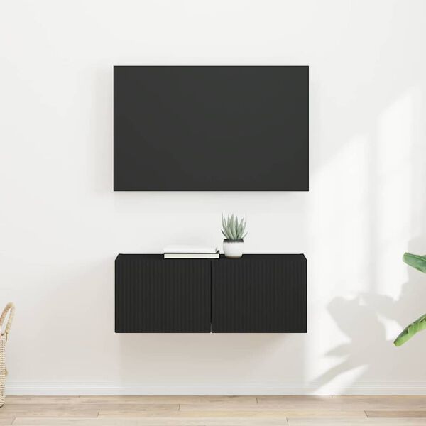 vidaXL TV Veggskap 2 pcs Svart 60 x 31 x 29.5 cm Konstruert tre