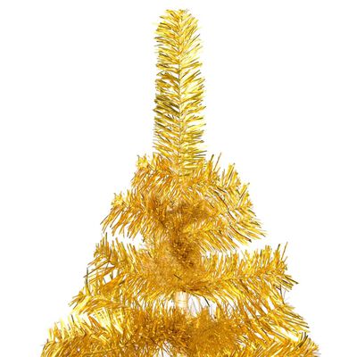 vidaXL Forhåndsbelyst kunstig juletre med kulesett gull 120 cm PVC