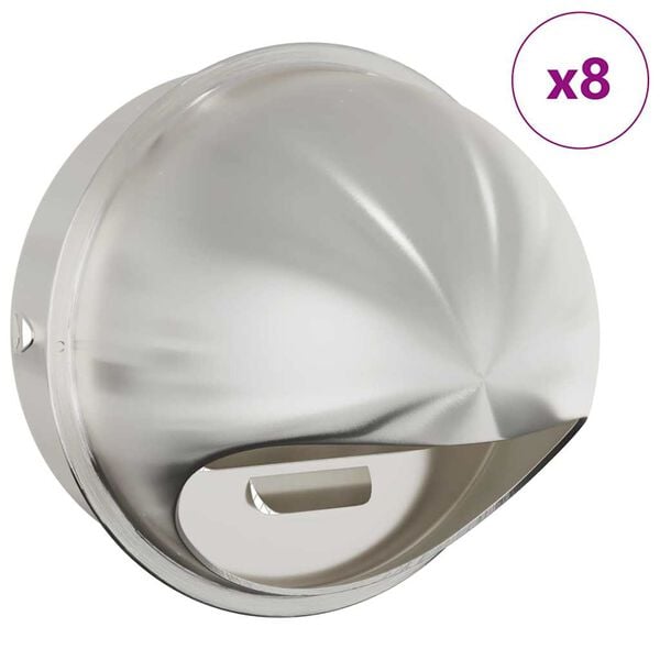 vidaXL Luftventildeksler 8 pcs s&oslash;lv 200 mm Rustfritt St&aring;l