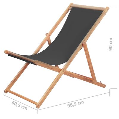 vidaXL Sammenleggbar strandstol stoff og treramme grå