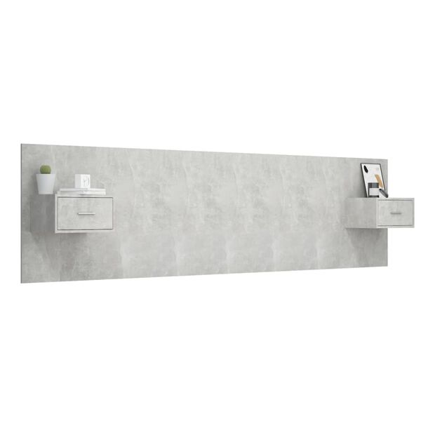 vidaXL Sengegavl med skap betonggr&aring; konstruert tre