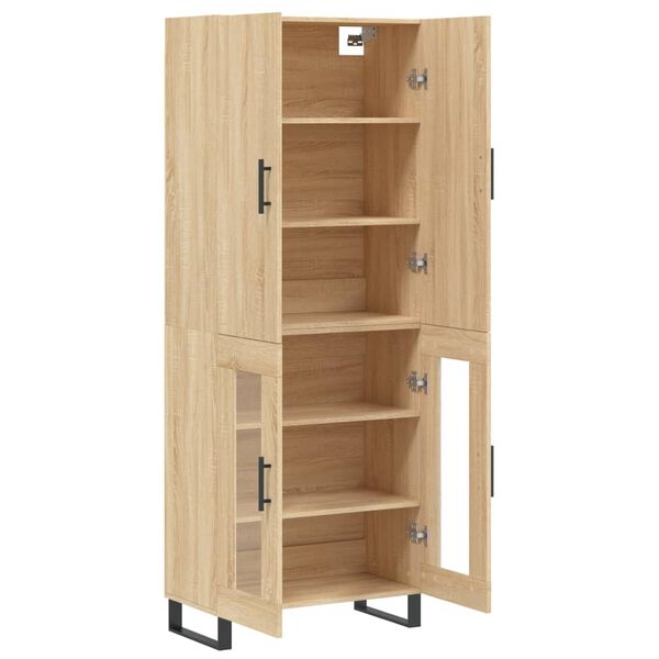 vidaXL Highboard sonoma eik 69,5x34x180 cm konstruert tre