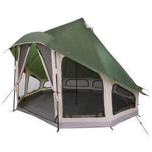 vidaXL Tipi telt med tak med lagring gr&oslash;nn 404 x 370 x 270 cm taft
