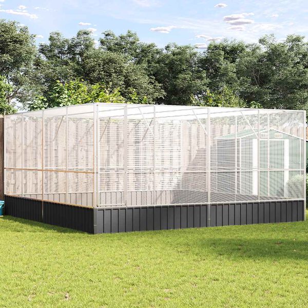 vidaXL Voliere sølv 418x414x212 cm stål