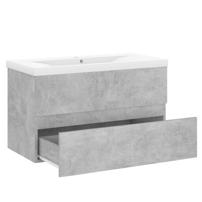 vidaXL Servantskap med innebygd vask betonggrå sponplate