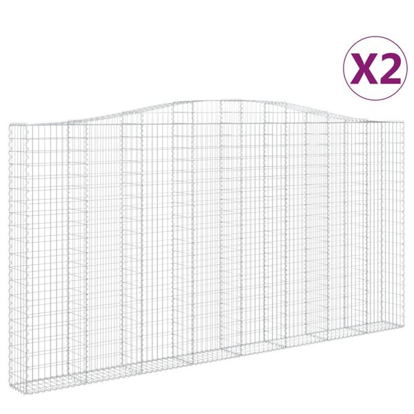 vidaXL Gabionkurver buede 2 stk 400x30x200/220 cm galvanisert jern