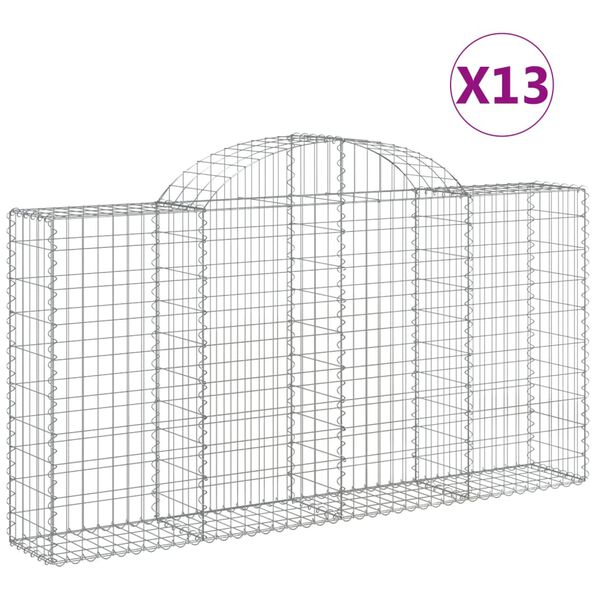 vidaXL Gabionkurver buede 13 stk 200x30x100/120 cm galvanisert jern