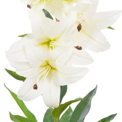 vidaXL Kunstig plante lilje med potte hvit 65 cm