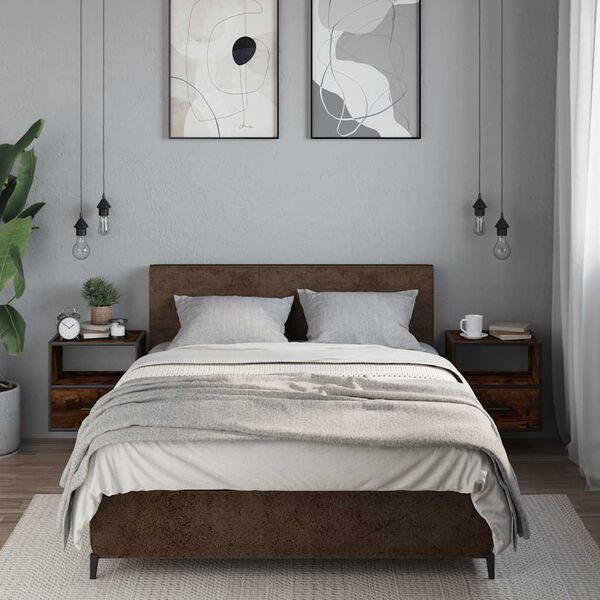 vidaXL Veggmonterte nattbord 2 stk røkt eik 40x31x39,5 cm