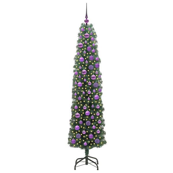 vidaXL Kunstig juletre med 300 LED grønn 180 cm PVC og stål og plast