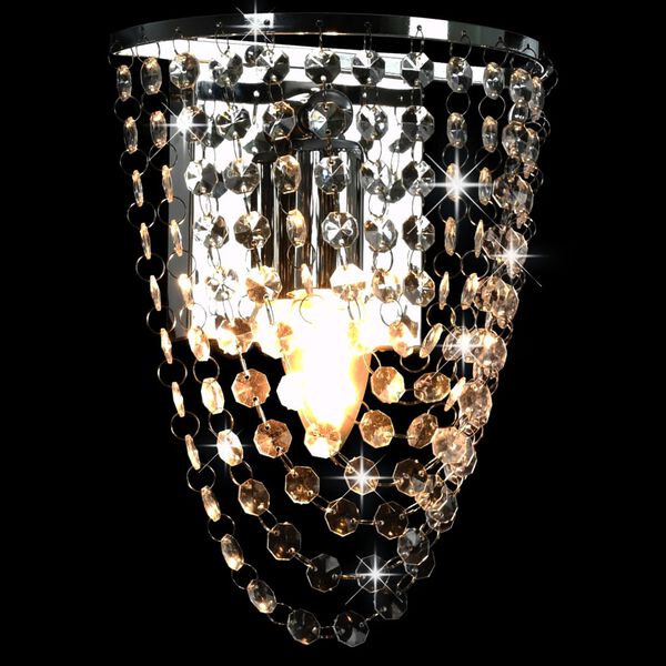 vidaXL Vegglampe med krystallperler sølv oval E14 lyspærer