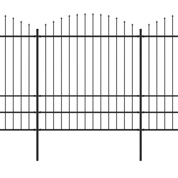 vidaXL Hagegjerde med spydtopp st&aring;l 1248x200 cm svart