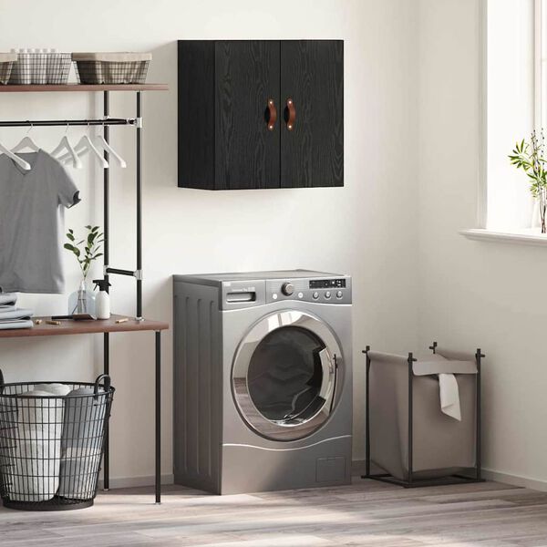 vidaXL Veggskap Veggmontert Svart eik Konstruert tre