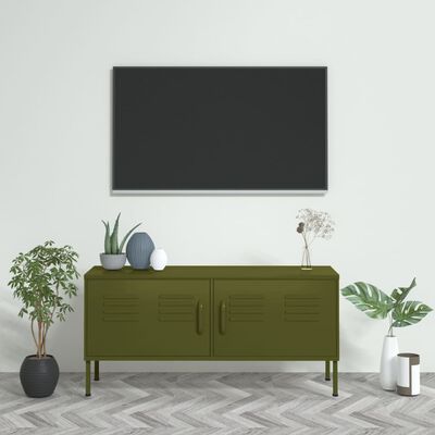 vidaXL TV-benk olivengrønn 105x35x50 cm stål