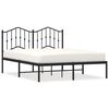 vidaXL Sengeramme i metall med hodegavl svart 135x190 cm
