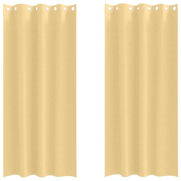 vidaXL M&oslash;rkleggende Gardiner med Ringer 2 pcs Beige 260 x 140 cm