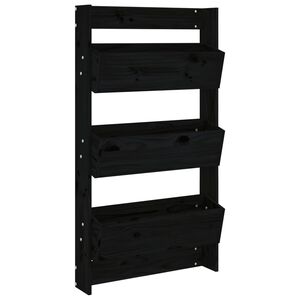 vidaXL Vegghengt plantekasse 3 lag 60x18,5x110 cm svart heltre furu