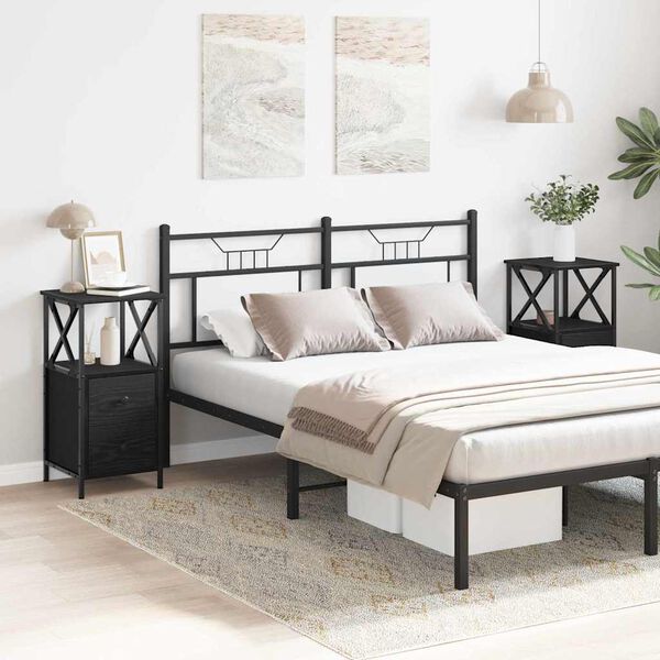 vidaXL Nattbordskap 2 pcs Svart Eik 34 x 35,5 x 70 cm Konstruert tre