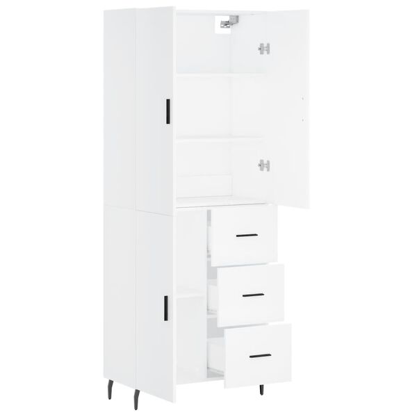 vidaXL Highboard hvit 69,5x34x180 cm konstruert tre