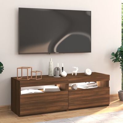 vidaXL TV-benk med LED-lys brun eik 120x35x40 cm